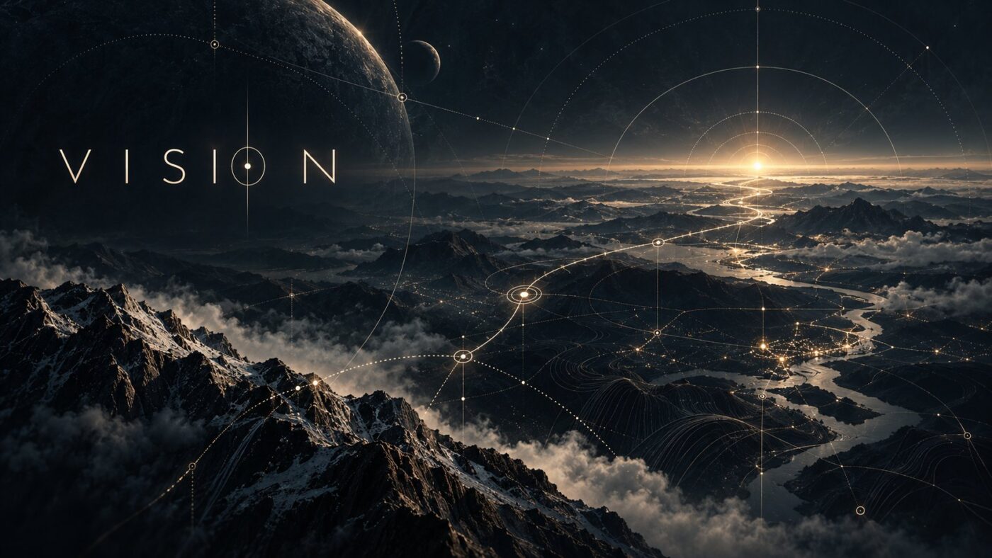 Vision, phase four of the Leadership by Design lifecycle — a route read from altitude, where the constraints on the ground are not visible from the height the decision is made.